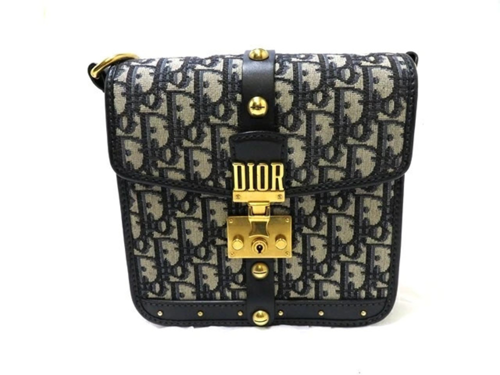 Christian Dior Trotter Shoulder Bag Canvas Blue